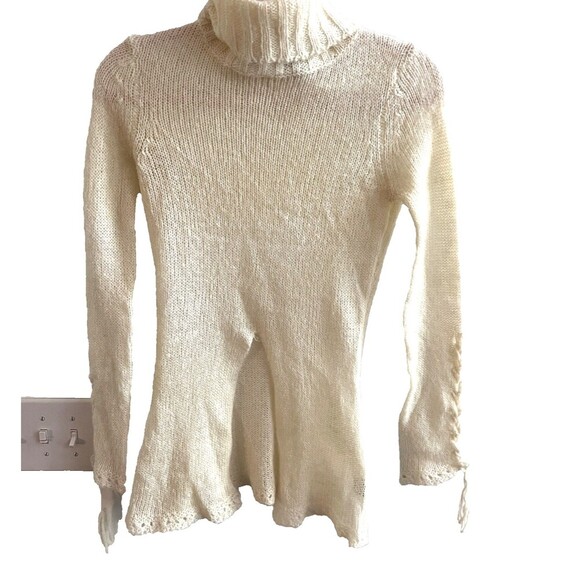 Vtg Y2K Arden B Cream Knit Sweater Turtleneck Small Women’s Braided Tunic Mohair - Picture 1 of 9